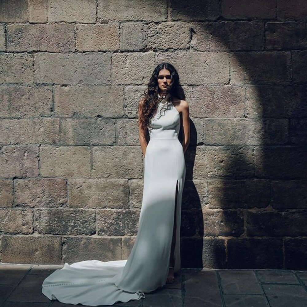 Jenny Yoo Justine Wedding Gown Size 12 NEW Crepe - Picture 6 of 10